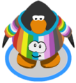 The Rainbow Puffle Shirt in-game.