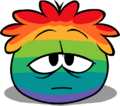 A sleepy Rainbow Puffle.