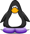 The Purple Snuggly Boots on a player card.