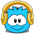 The Golden Headphones on the puffle card.