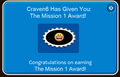 Craven's first mission award.