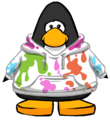 The Rainbow Paint Hoodie on a player card.