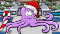 Octi decorated for Christmas at the Ninja Hideout.