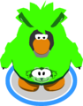 The Green Raccoon Hoodie in-game.