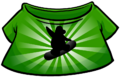 Green T-shirt with a snowboarder
