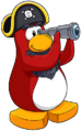 Rockhopper looking through a telescope.