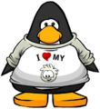 The I Heart My White Puffle T-Shirt on a player card.