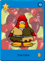 A penguin wearing the Apples Background.