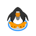 The Orange Puffle Slippers in-game.