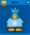 A penguin wearing the Ice Crown on a player card.