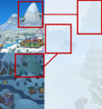 It is possible to sight the River Cave and the Tallest Mountain, so the Fog Forest may be located behind the Ski Village.