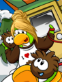 A Penguin with Brown Puffles.