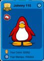 What the pin looks like on a penguin's player card.