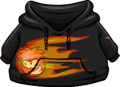 Black Hoodie with Black Puffle in fire