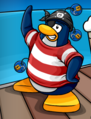 A pirate wearing the Puffle Bandana along with other items in the series 2 Treasure Book.