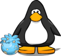 The Blue Triceratops Puffle Egg on a Player Card.