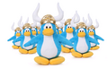 The Gold Viking Helmet on a Club Penguin Plush.