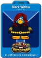 A playercard featuring Black Widow, another super hero.