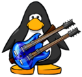 The Blue Double Necked Guitar on a player card.