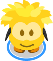 The Gold Puffle Costume in-game.