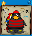A penguin wearing some of the free items from Rockhopper.