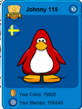 What the flag looks like on a penguin's player card.