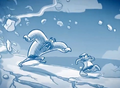 Tusk and Sensei running from the avalanche.