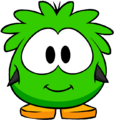 The Green Puffle Costume on a player card.