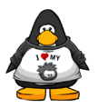 The I Heart My Black Puffle T-Shirt on a player card.
