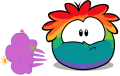 A Rainbow Puffle farting.