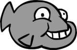 Gray fish in the beta-team game Fluffy the Fish at full size.