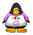 The I Heart My Pink Puffle T-Shirt on a player card.