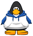 The Blue and White Two-tone Hoodie on a player card.
