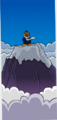 A Penguin on top of a mountain