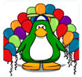 A penguin wearing the background.