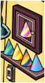 All the party hats except the 5th Year Party Hat and 6th Anniversary Hat during the 5th Anniversary Party