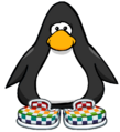 The Rainbow Checkered Shoes on a player card.
