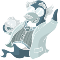 Gariwald waving with his ghost Puffle.