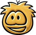 A fake golden puffle as seen in Waddle Squad.