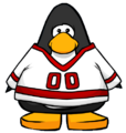 The Red Away Hockey Jersey on a player card.