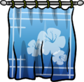Blue curtains with flowers