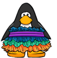 The Tropical Ruffle Dress on a player card.