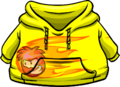 Yellow Hoodie with Black Puffle in fire