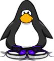 The Untied Violet Sneakers on a player card.