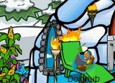 Me sitting by the tiki torch. It was cold that day, so I went to the heated couch.