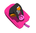 A penguin using the Pink Racing Sled in Sled Racing.