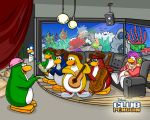 Aunt Arctic, Gary, Cadence, and the Penguin Band in the Backstage.