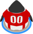 The Red Soccer Jersey seen by the back of a penguin in-game.
