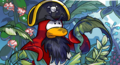 Rockhopper walking through plants on Rockhopper Island.
