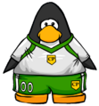 The Green Away Soccer Jersey on a player card.